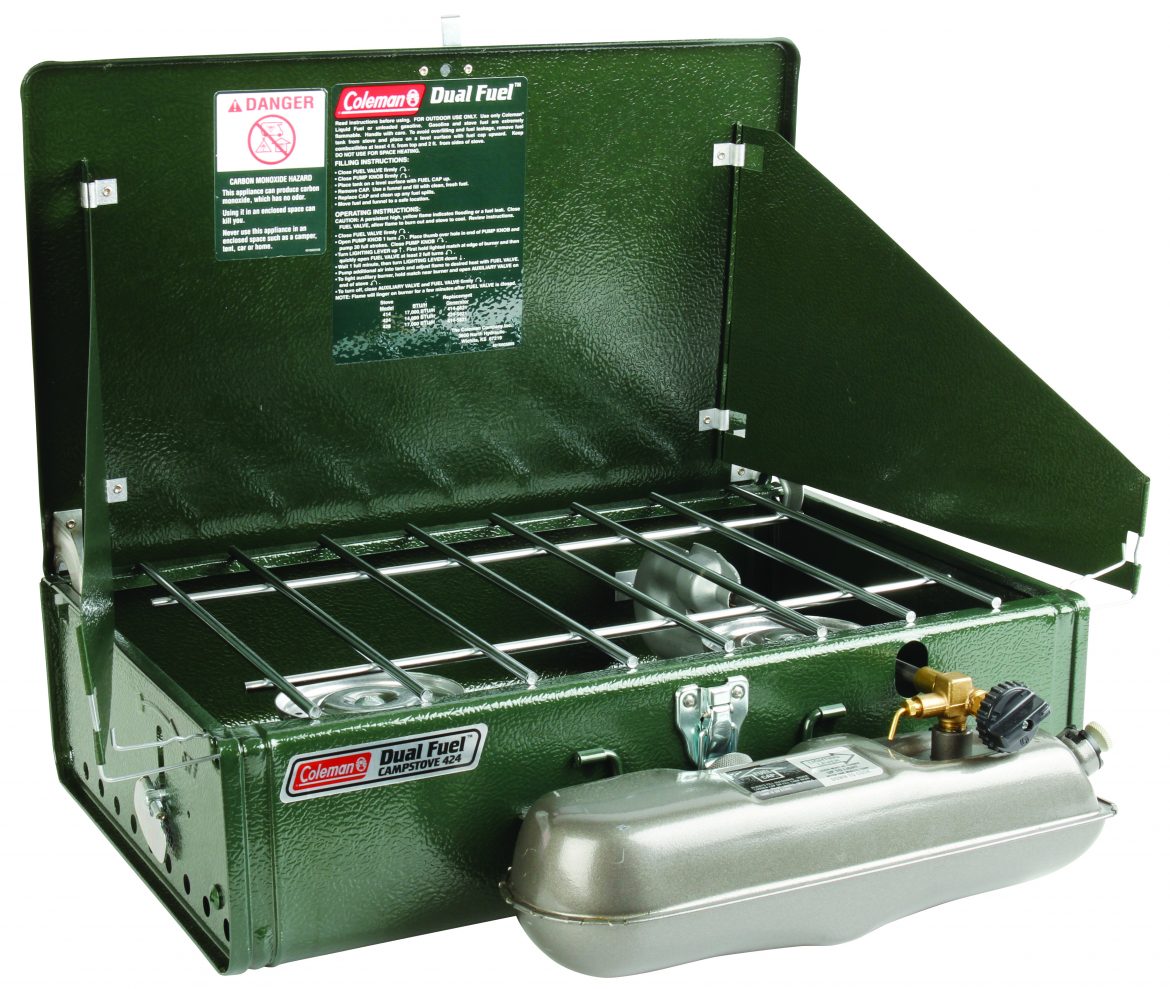 A two-burner camping stove from Coleman
