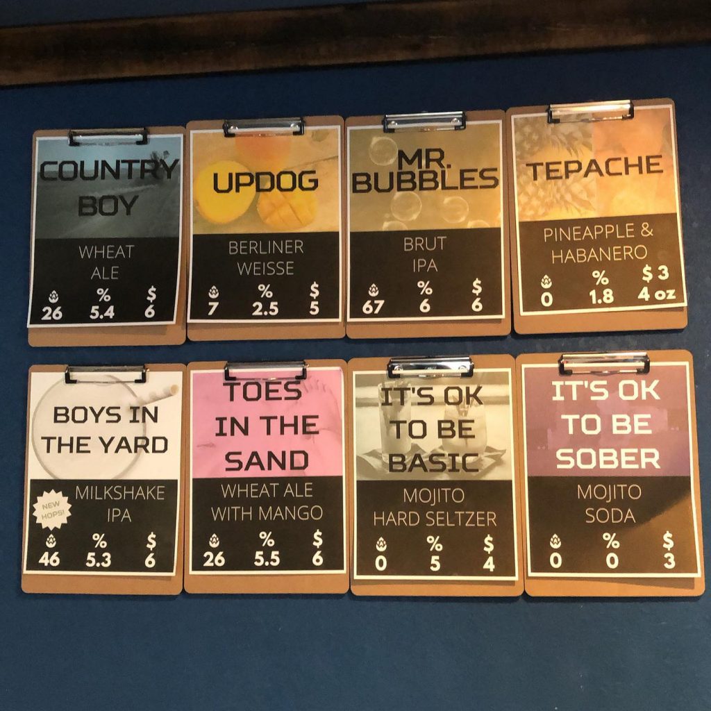 Beer names at Magnetic North Brewing Co.