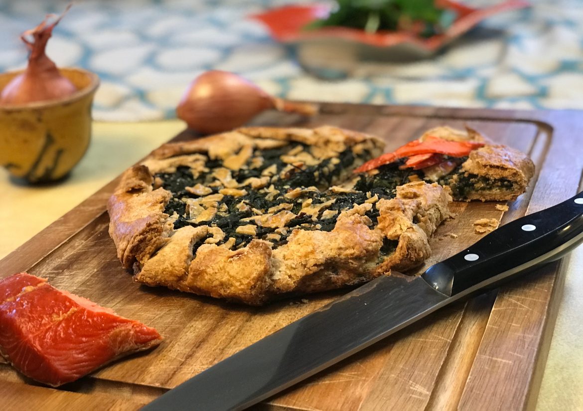 Smoked Salmon Galette Recipe Smoked Salmon Galette on a cutting board