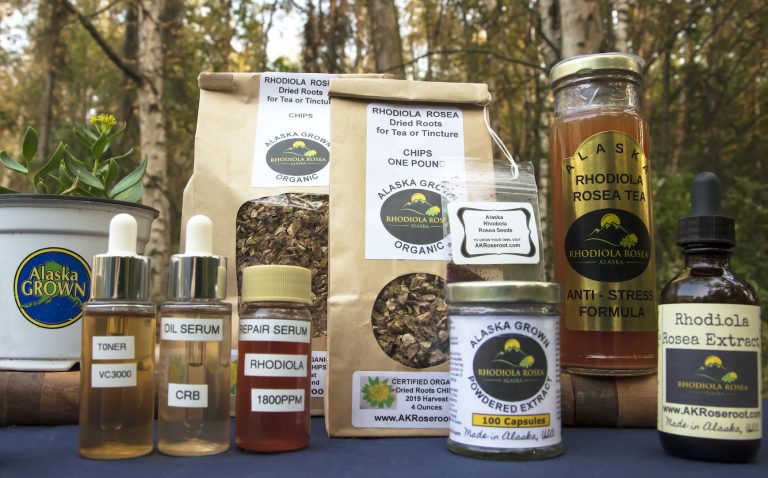 Rhodiola honey, serum, and extract all grown in Alaska