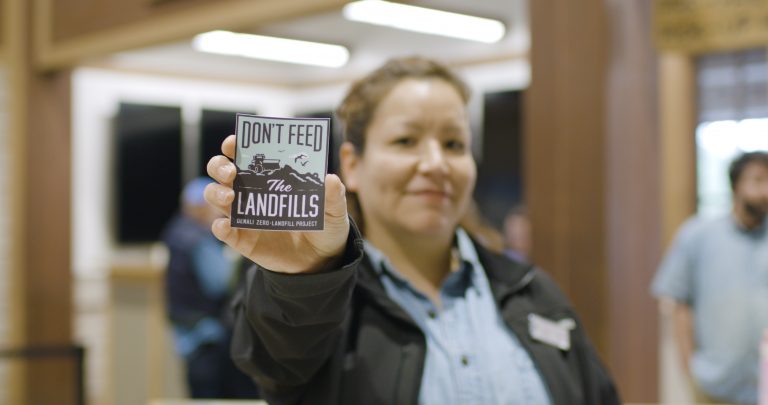 Sticker promotes recycling in Denali
