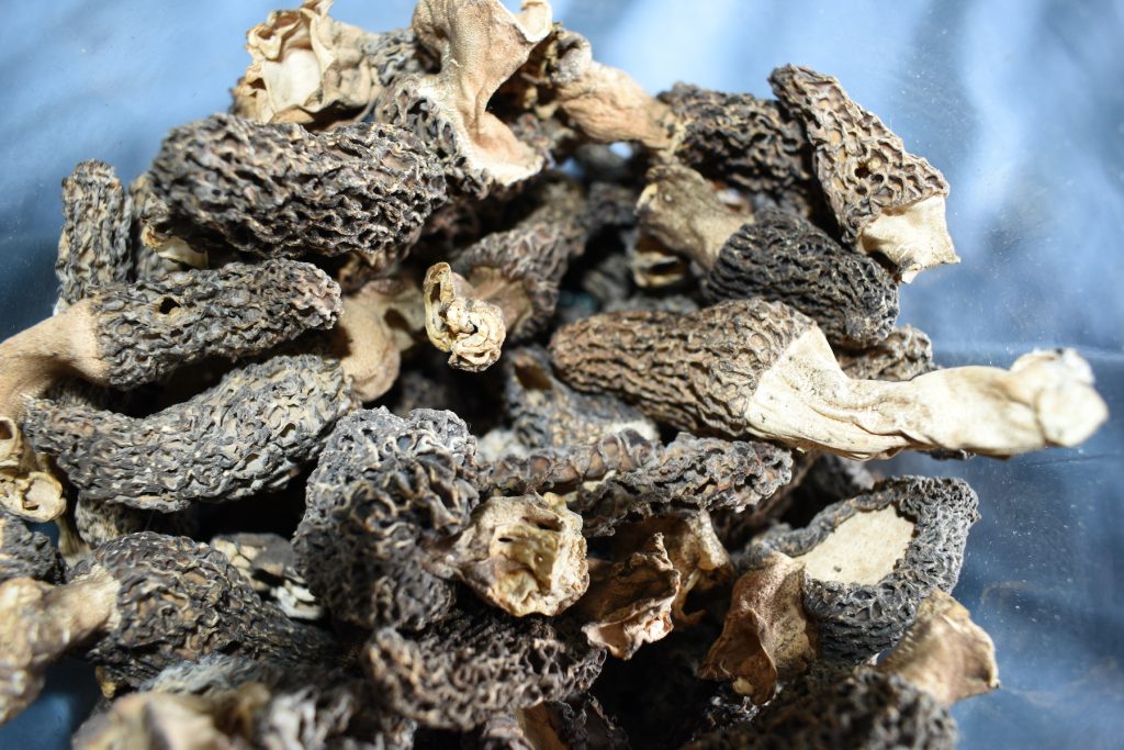 a pile of dried mushrooms