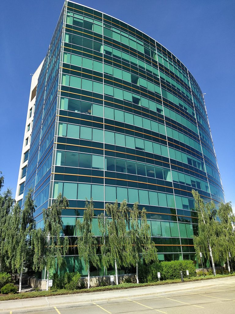 Multistory glass office building