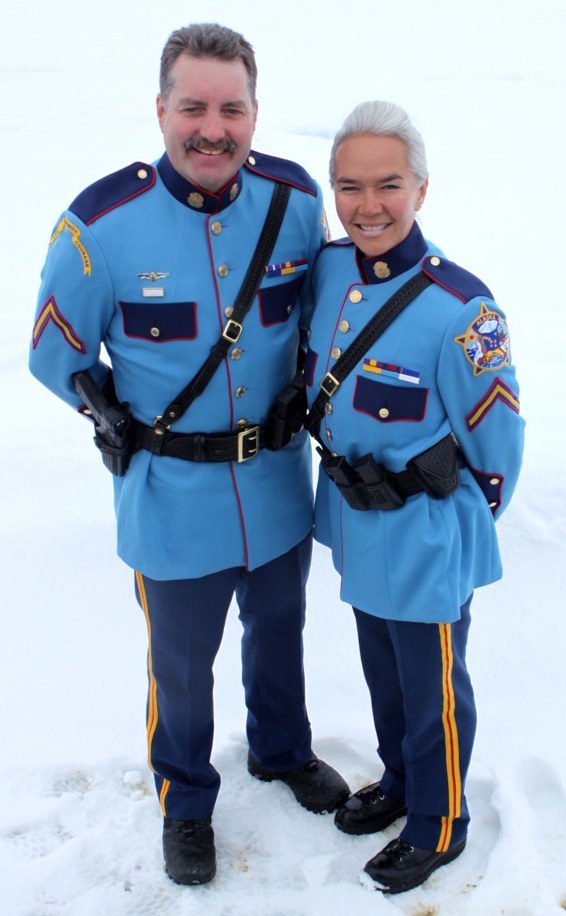 Anne Sears in uniform with her husband, also in uniform