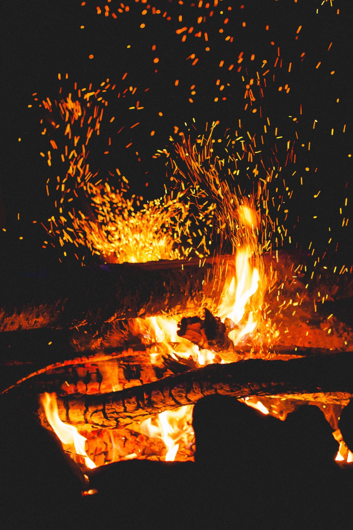 logs burning on a campfire
