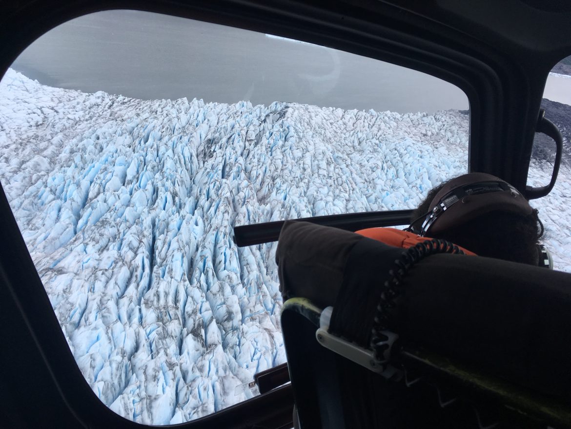 A helicopter view of Knik Glacier.